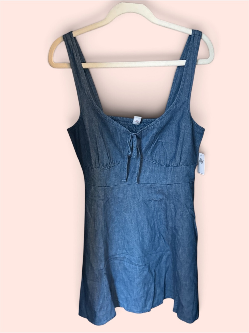 Old Navy Blue Denim-Look One-Piece Dress with Front Tie